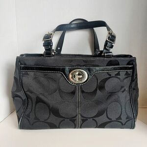 Coach Hampton Black Signature Tote Bag